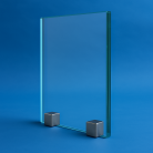 Panneau en verre trempé transparent sur fond bleu