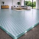 Plancher en verre trempé transparent de 39 mm orné d'ellipses, pour une impression d'élégance aérienne et de légèreté contemporaine.